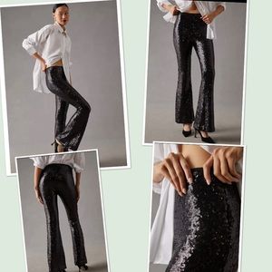 New By Anthropologie Joni Sequin Flare Pants